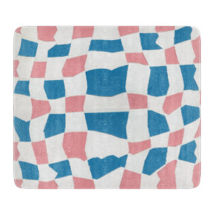 Retro Mod Pink Blue Checkerboard Abstrakt Schneidebrett