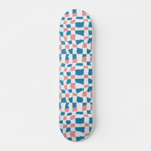 Retro Mod Pink Blue Checkerboard Abstrakt Skateboard