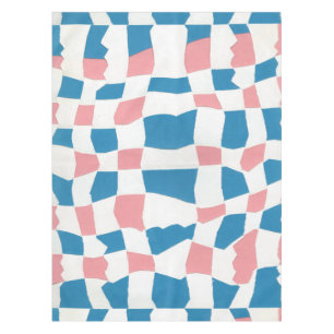 Retro Mod Pink Blue Checkerboard Abstrakt Tischdecke