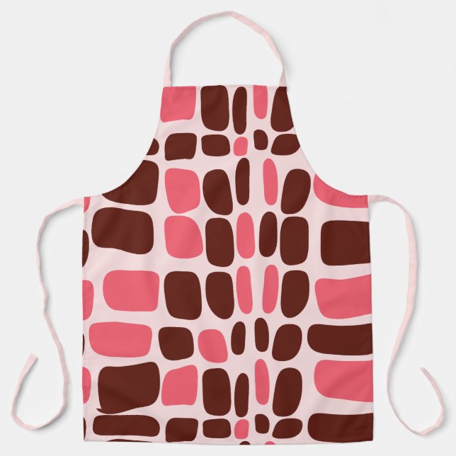 Retro-Mod-Pink- und Schokoladen-Geometrie-Schürze Schürze (Vorderseite)