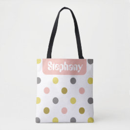 Retro Mod Polka Dots Pink Yellow Name Personalized