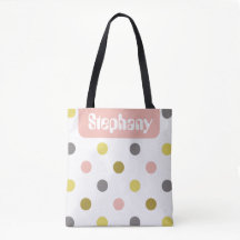 Retro-Mod-Polka-Dots Rosa Gelb Name Personalisiert