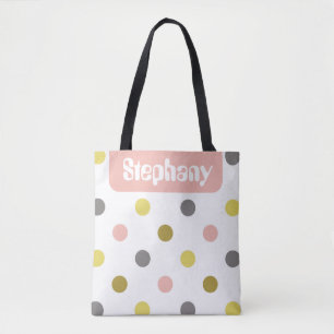 Retro-Mod-Polka-Dots Rosa Gelb Name Personalisiert