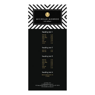 Retro Mod Schwarz und Weiß Muster Gold Monogramm Werbekarte