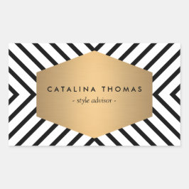 Retro Mod Schwarz-Weiß-Muster mit GoldEmblem Rechteckiger Aufkleber