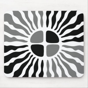 Retro Mod Schwarz-Weiß Sunburst Geometrische Maus Mousepad