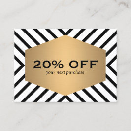 Retro Mod Schwarz-weißes Muster Gold Emblem Coupon