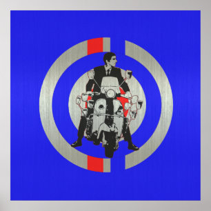 Retro Mod Scooter-Roller metallisch Poster