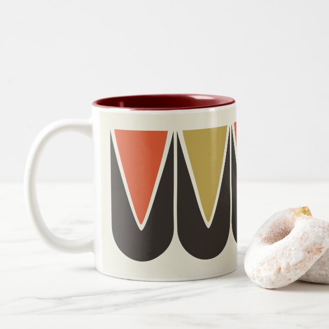 Retro Mod Ski Graphic Tasse Braungelb Orange (Mit Donut)