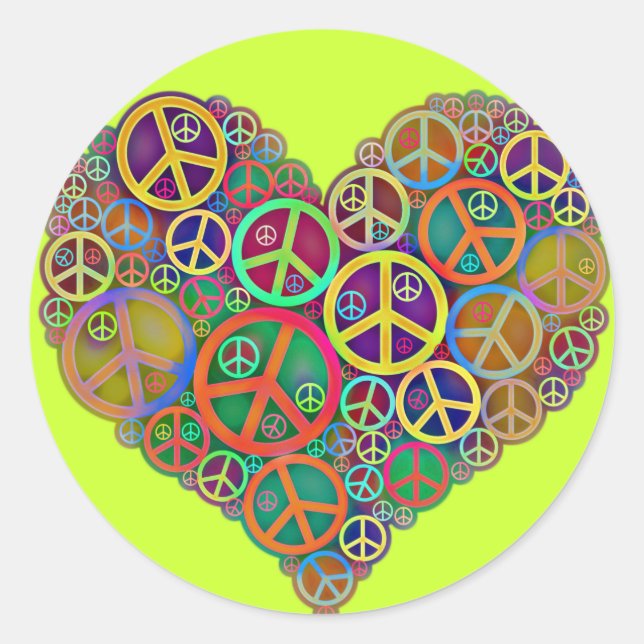 Retro Mod Vintag Peace Runder Aufkleber (Vorderseite)