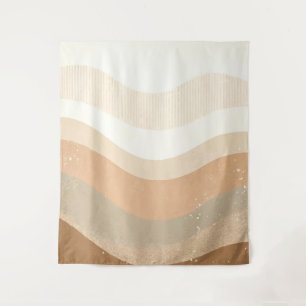 Retro-Mod Waves erdig neutrales Design Wandteppich
