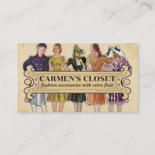 Retro Mode Kleid Modell Röcke Beine Nähen nähen Visitenkarte (Vorderseite)