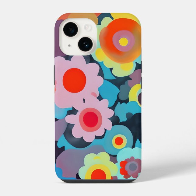 Retro-Moder-Blumen  iPhone Hülle (Rückseite)