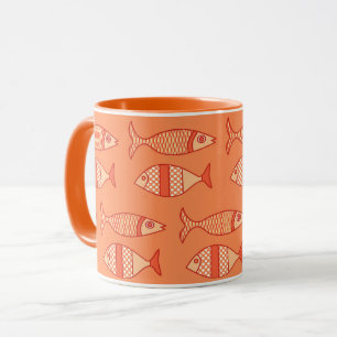 Retro moderaner Fisch, helles Korallenorange und M Tasse