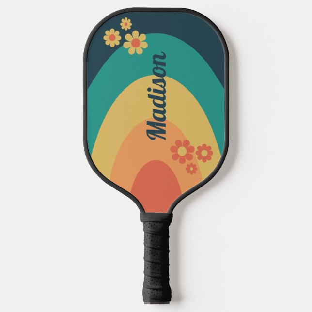 Retro Modern Arch Personalisiert Pickleball Schläger (Vorderseite)