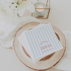 Retro Modern Bachelorette Blue Paper Napkins Serviette