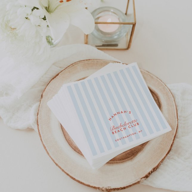 Retro Modern Bachelorette Blue Paper Napkins Serviette (Retro Modern Bachelorette Blue Paper Napkins)