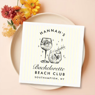 Retro Modern Bachelorette Gelbe Zeitung Napkins Serviette