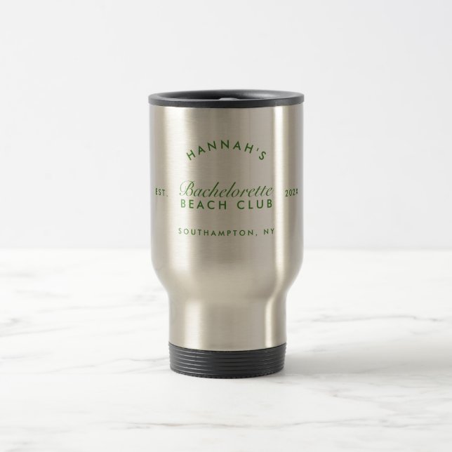 Retro Modern Bachelorette Green Personalisiert Reisebecher (Mittel)