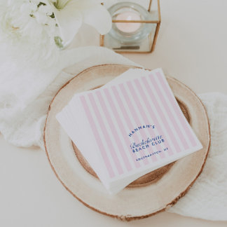 Retro Modern Bachelorette Pink Paper Napkins Serviette