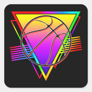 Retro Modern Basketball Ball Quadratischer Aufkleber