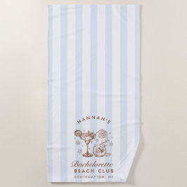 Retro Modern Blue & Brown Bachelorette Weekend Strandtuch