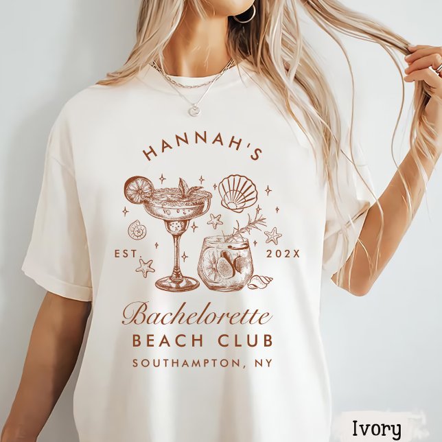 Retro Modern Blue & Brown Bachelorette Weekend T-Shirt (Von Creator hochgeladen)