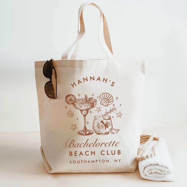 Retro Modern Blue & Brown Bachelorette Weekend Tragetasche (Von Creator hochgeladen)