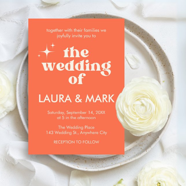 Retro Modern Bold & Chic Wedding Einladung (Bold & Chic Retro Modern Wedding Invitation)