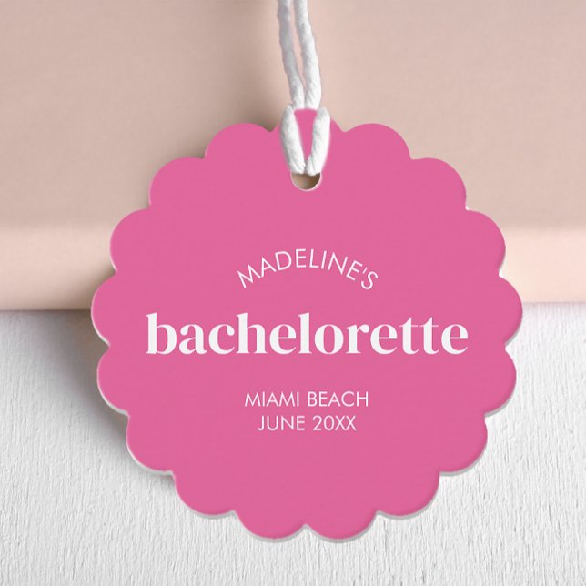 Retro Modern Bright Pink Girly Bachelorette Geschenkanhänger (Von Creator hochgeladen)
