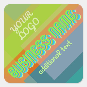 Retro-Modern Business Name & geometrische Formen Quadratischer Aufkleber