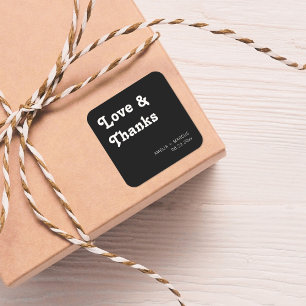 Retro Modern Chic Wedding Vielen Dank Quadratischer Aufkleber