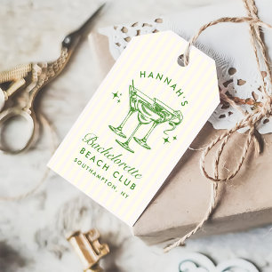 Retro Modern Cocktail Bachelorette Green Geschenkanhänger
