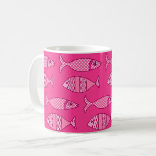 Retro Modern Fisch, Fuchsia und Light Pink Kaffeetasse