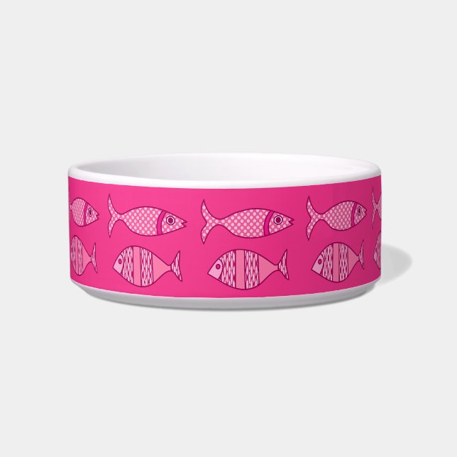 Retro Modern Fish, Fuchsia, Light Pink, Deep Pink Napf (Links)
