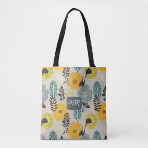 Retro Modern Floral on Gray