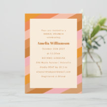 Retro Modern Geometric Pink Orange Bridal Brunch