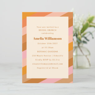 Retro Modern Geometric Pink Orange Bridal Brunch Einladung