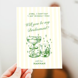 Retro Modern Green Bridesmaid Proposal Card Einladung
