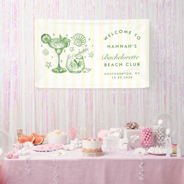 Retro Modern Green & Yellow Bachelorette Weekend Banner (Party)