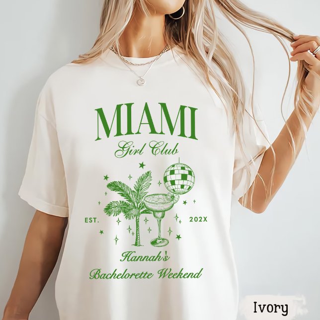 Retro Modern Green & Yellow Miami Bach Party T-Shirt (Von Creator hochgeladen)