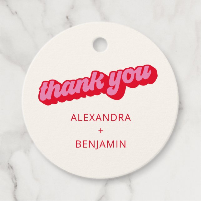 Retro Modern Groovy Bold Pink Red Custom Geschenkanhänger (Vorderseite)