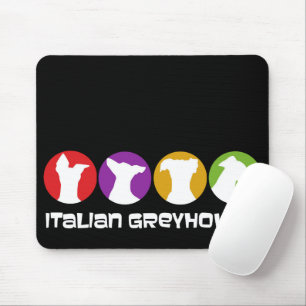 Retro Modern Italian Greyhounds Dark Mouse Pad Mousepad
