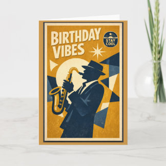 Retro-Modern-Jazz-Saxophon-Geburtstagskarte für Mä Karte
