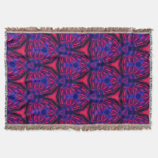 Retro Modern Magenta Electric Bloom Throw Blanket Decke