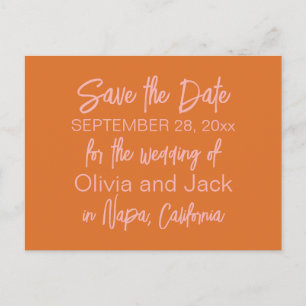 Retro Modern Minimalistisch Save the Date rosa Ora Postkarte