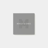 Retro Modern Name/s Editable Monogramm Grau