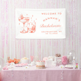 Retro Modern Orange Cocktail Bachelorette Banner