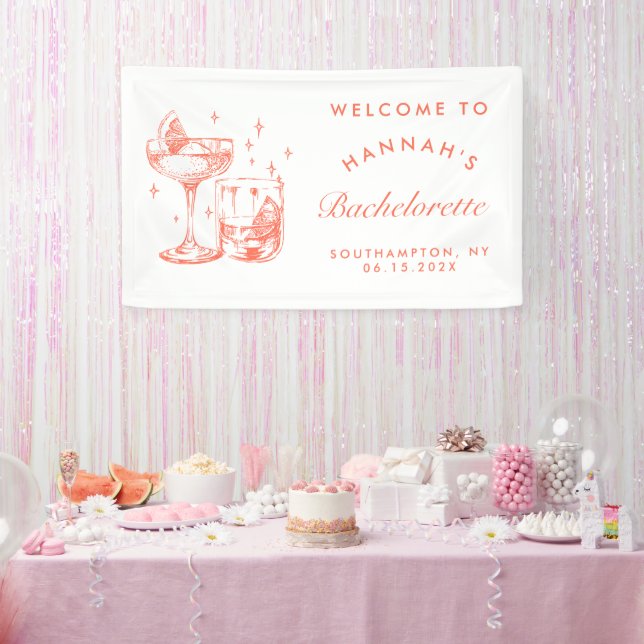 Retro Modern Orange Cocktail Bachelorette Banner (Party)