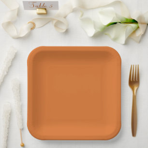 Retro Modern Orange Solid Color Pappteller